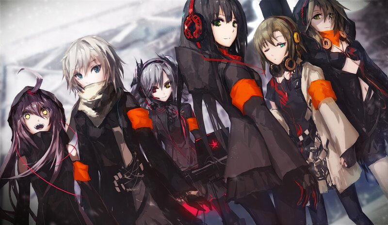 Group of Anime Characters — Black, Dramatic, Winter