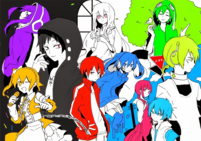 Group of Anime Characters — Black, Dynamic, Microphone