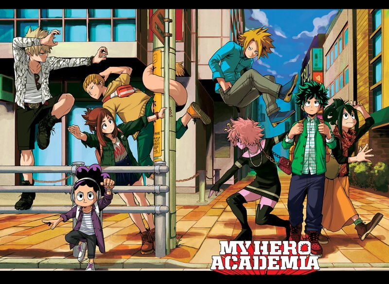Group of Anime Characters — Blue, Action, Afternoon, Manga