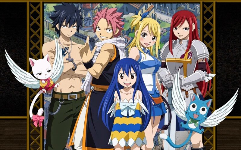 Group of Anime Characters — Blue, Adventurous, Afternoon, Cat with Wings