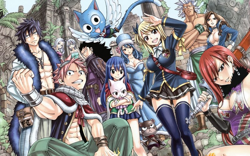 Group of Anime Characters — Blue, Adventurous, Manga, Fantasy Creatures, Ancient Ruins