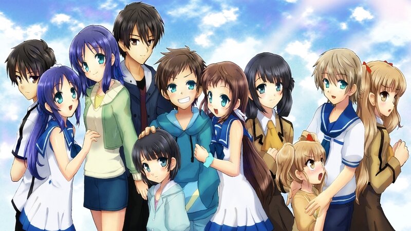 Group of Anime Characters — Blue, Bright, Cheerful