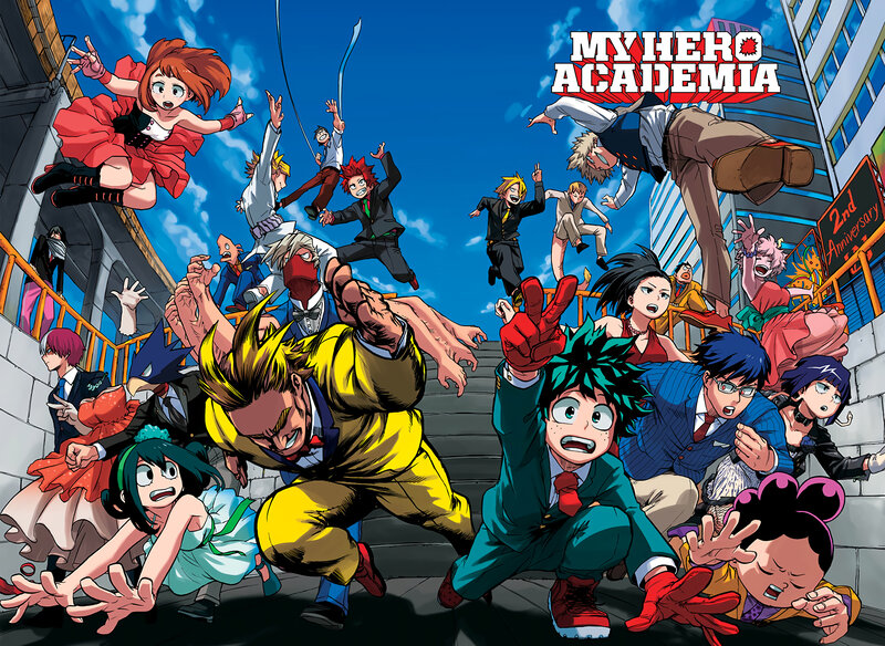 Group of Anime Characters — Blue, Chaotic, Afternoon, Manga