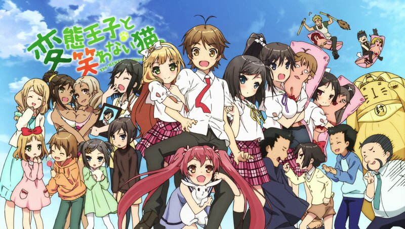Group of Anime Characters — Blue, Chaotic, Afternoon, School Uniforms