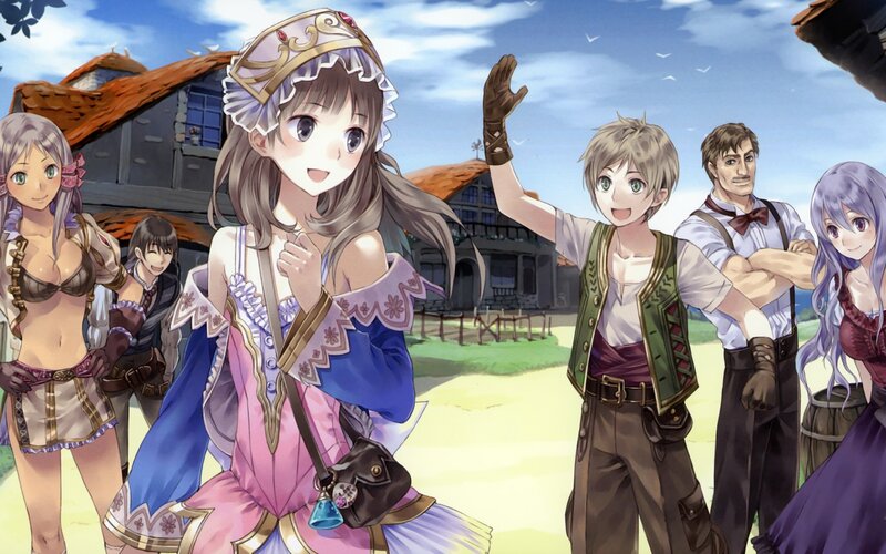 Group of Anime Characters — Blue, Cheerful, Afternoon, Village