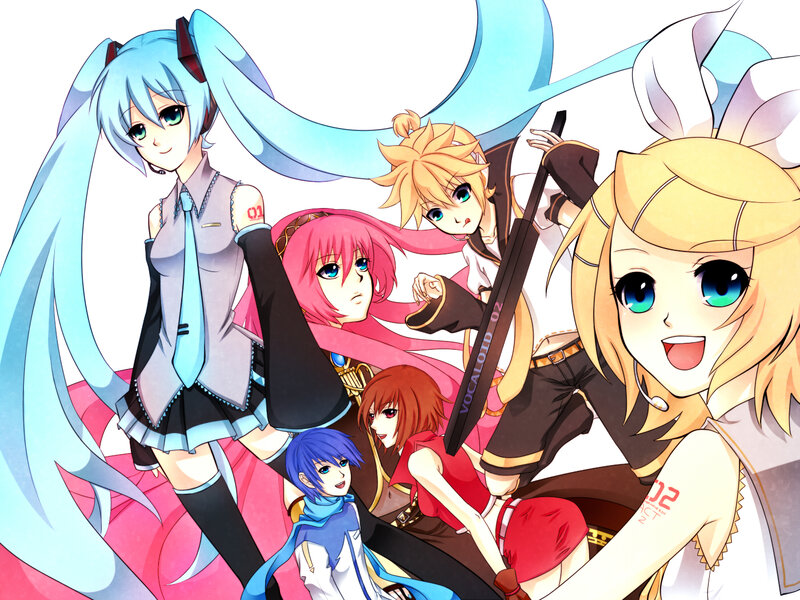 Group of Anime Characters — Blue, Cheerful, Digital Art, Anime Art