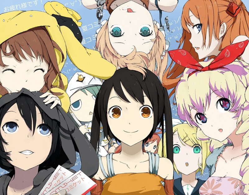 Group of Anime Characters — Blue, Cheerful, Summer