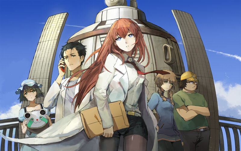 Group of Anime Characters — Blue, Dramatic, Afternoon, Building