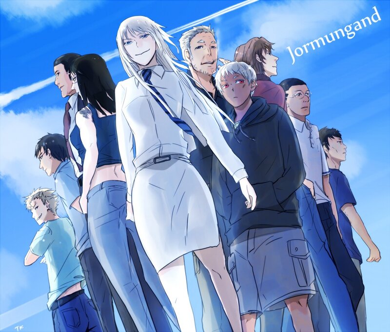 Group of Anime Characters — Blue, Dramatic, Afternoon, Manga