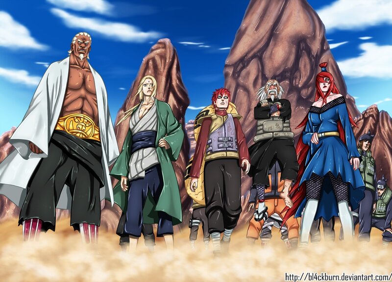 Group of Anime Characters — Blue, Dramatic, Afternoon, Rock Formations