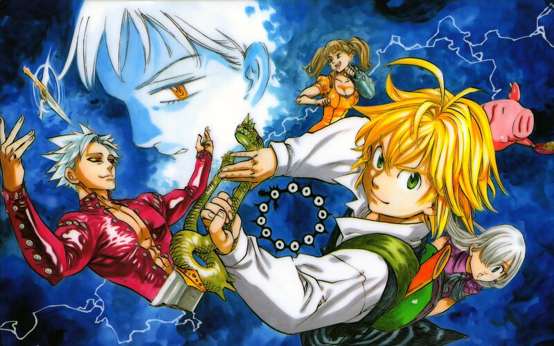 Group of Anime Characters — Blue, Dramatic, Manga, Dragon