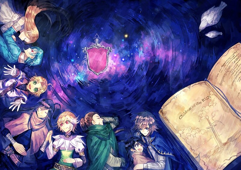 Group of Anime Characters — Blue, Dramatic, Night, Book