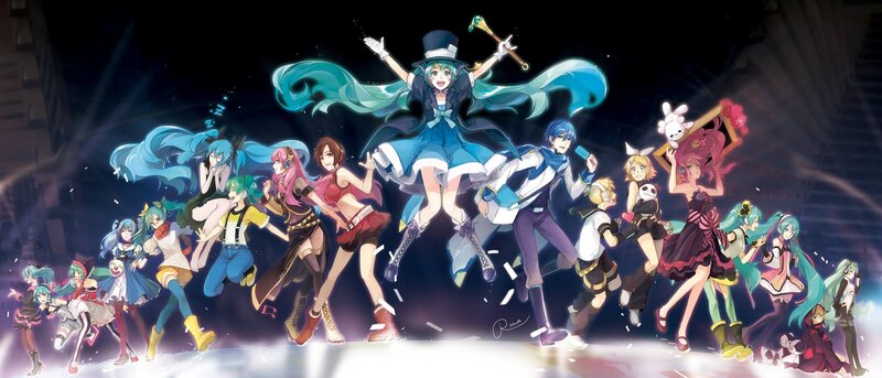 Group of Anime Characters — Blue, Dramatic, Night, Digital Art