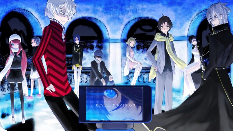Group of Anime Characters — Blue, Dramatic, Night, Screen