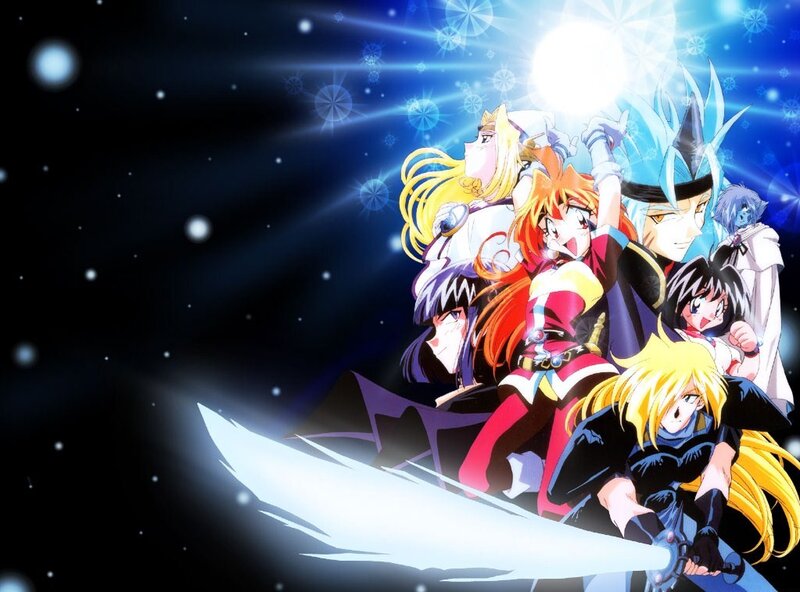 Group of Anime Characters — Blue, Dramatic, Night, Sword