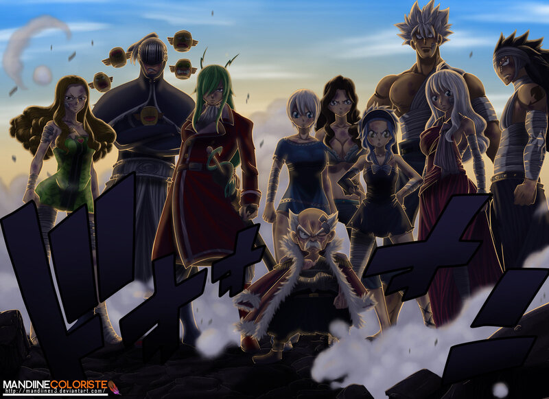 Group of Anime Characters — Blue, Dramatic, Sunset, Manga
