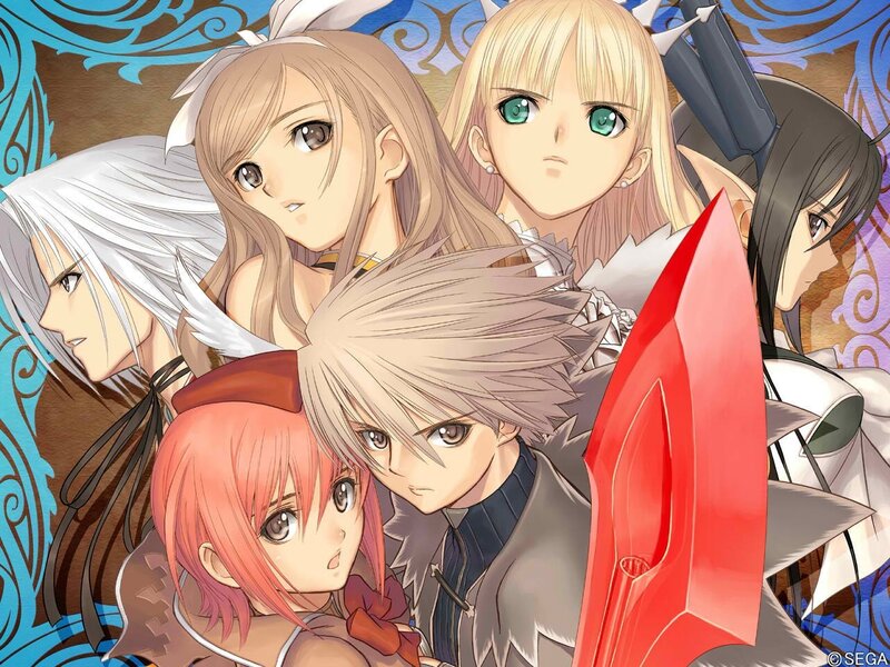 Group of Anime Characters — Blue, Dramatic, Sword