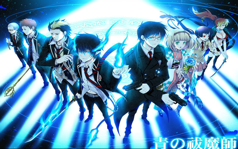 Group of Anime Characters — Blue, Dramatic, Swords