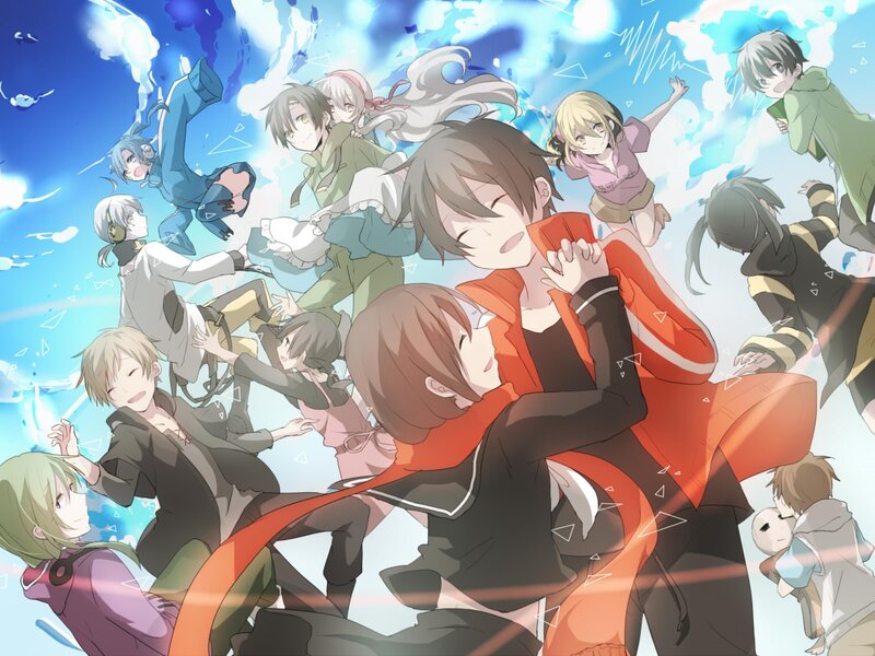Group of Anime Characters — Blue, Dynamic, Afternoon