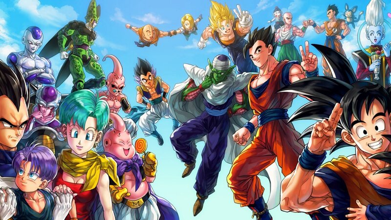 Group of Anime Characters — Blue, Energetic, Afternoon, Manga, Sky