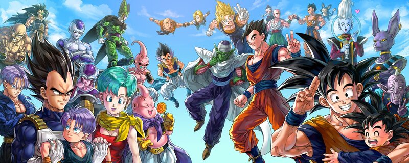 Group of Anime Characters — Blue, Energetic, Afternoon, Manga
