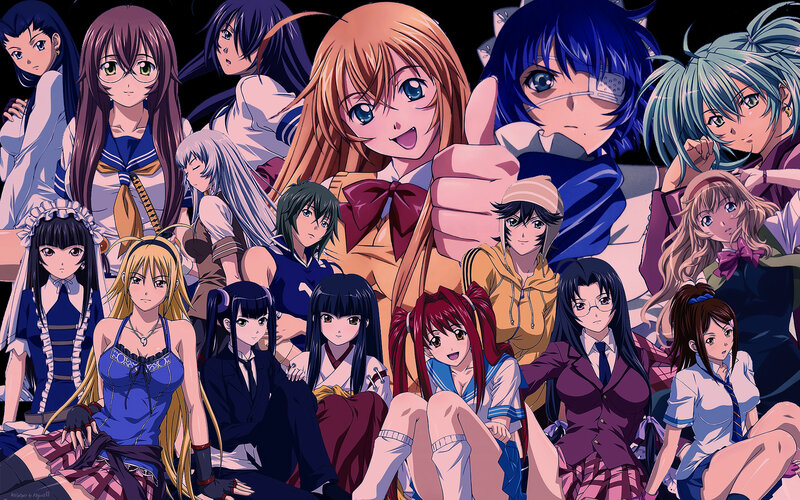 Group of Anime Characters — Blue, Energetic, School Uniforms