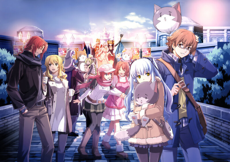 Group of Anime Characters — Blue, Festive, Sunset