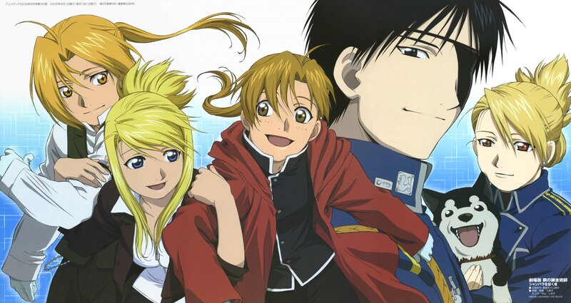 Group of Anime Characters — Blue, Friendly, Dog