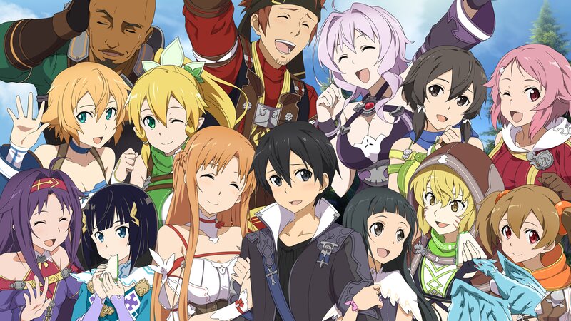 Group of Anime Characters — Blue, Happy
