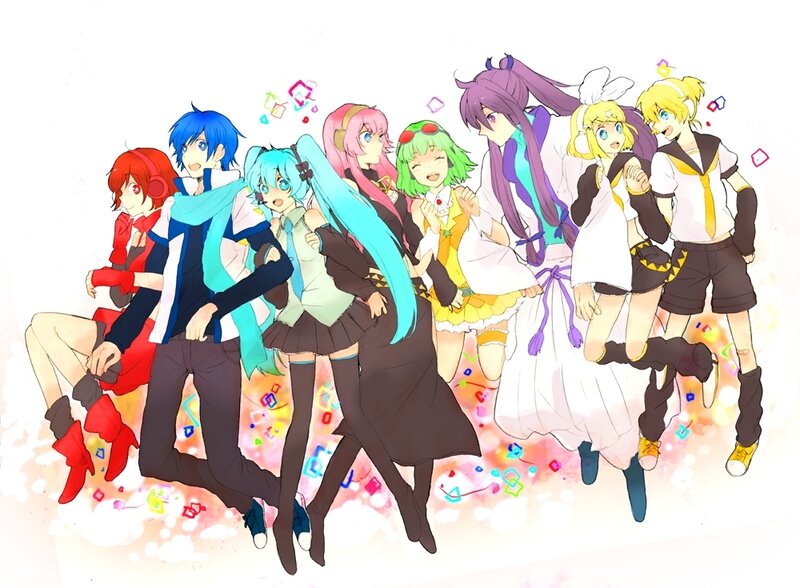 Group of Anime Characters — Blue, Joyful, Energetic