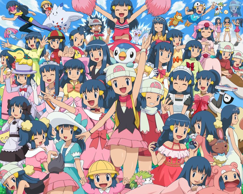 Group of Anime Characters — Blue, Joyful