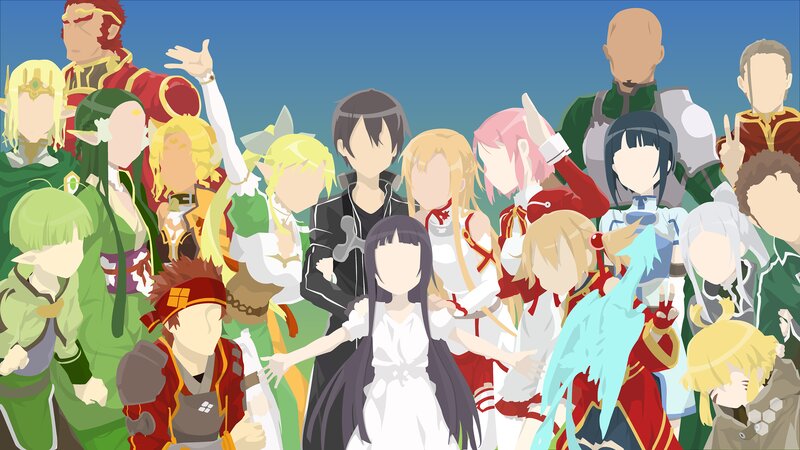 Group of Anime Characters — Blue, Peaceful, Afternoon, Digital Art
