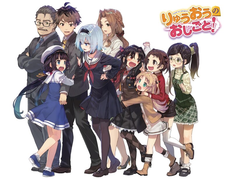 Group of Anime Characters — Blue, Playful, School Uniforms, Sailor Hats