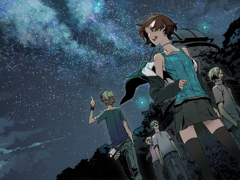 Group of Anime Characters — Blue, Serene, Night