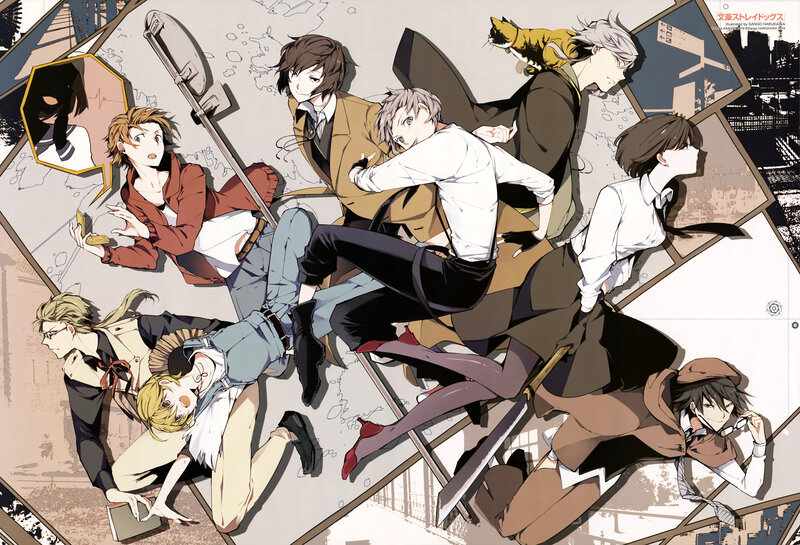 Group of Anime Characters — Brown, Dramatic, Manga, Anime Art, Cityscape