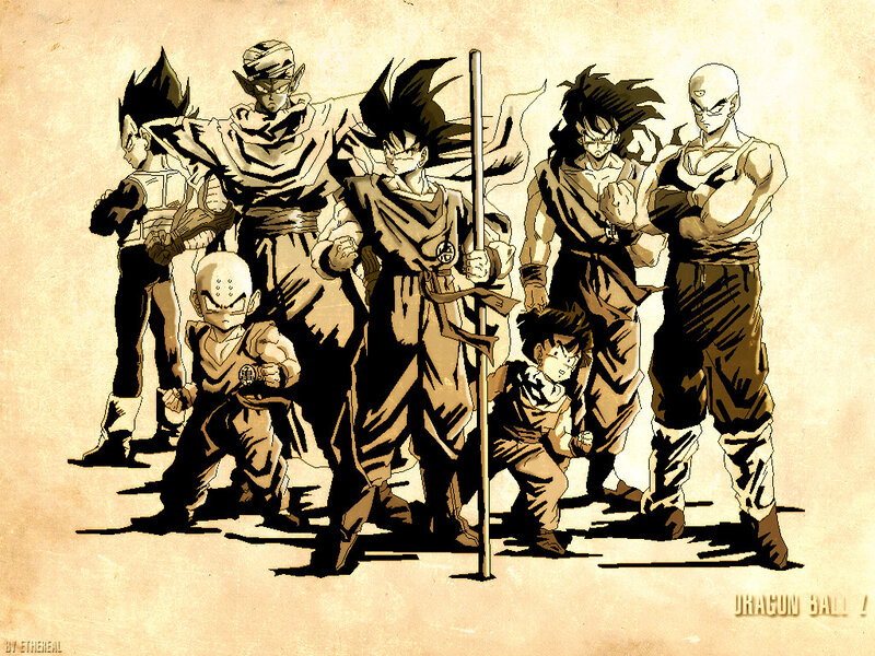 Group of Anime Characters — Brown, Dramatic, Manga, Staff