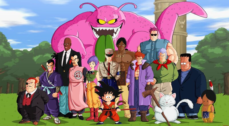 Group of Anime Characters — Green, Dramatic, Afternoon, Monster, Cat, Child
