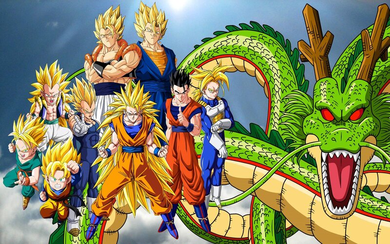 Group of Anime Characters — Green, Dramatic, Dragon, Super Saiyan