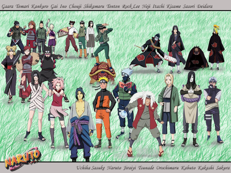 Group of Anime Characters — Green, Dramatic, Grass Field