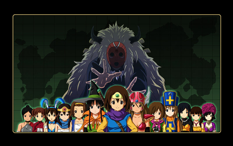 Group of Anime Characters — Green, Dramatic, Monster