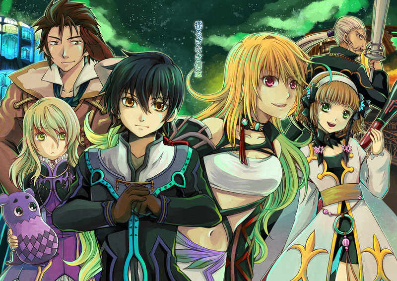 Group of Anime Characters — Green, Dramatic, Night, Fantasy Setting