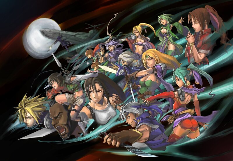 Group of Anime Characters — Green, Dramatic, Night
