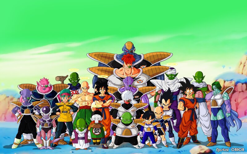 Group of Anime Characters — Green, Dramatic, Space