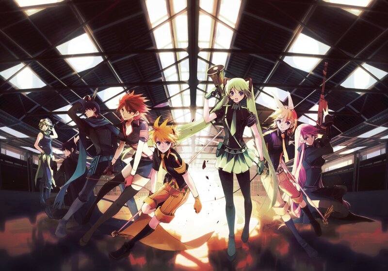 Group of Anime Characters — Green, Dramatic