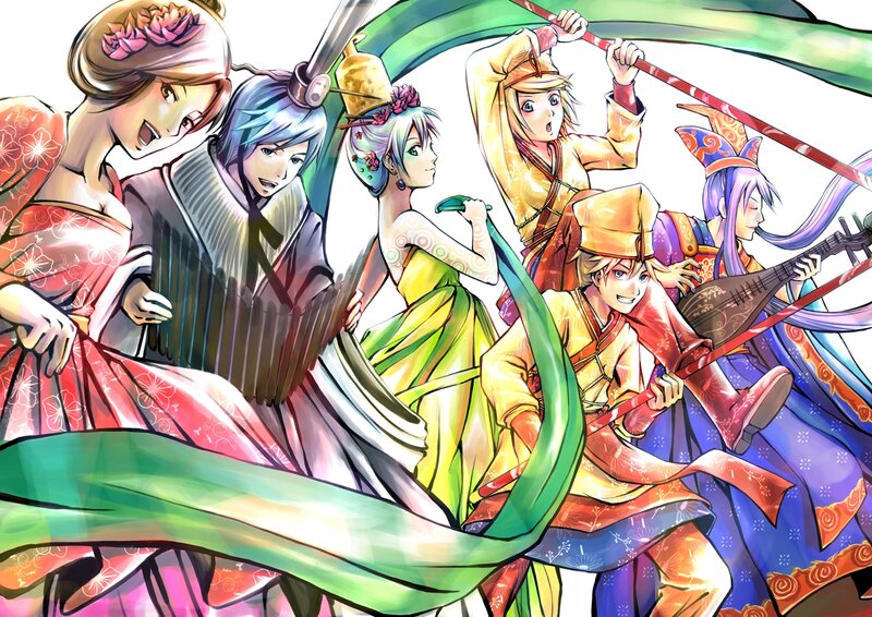 Group of Anime Characters — Green, Dynamic, Swords