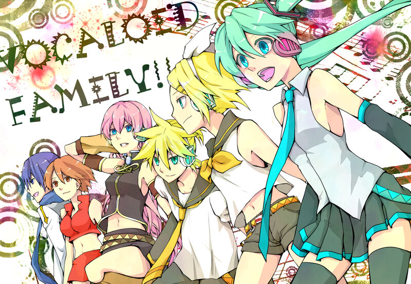 Group of Anime Characters — Green, Energetic, Music Notes