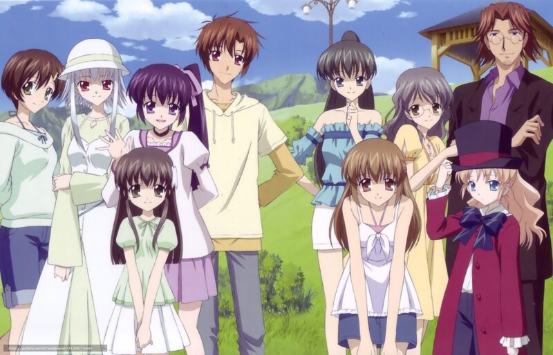 Group of Anime Characters — Green, Serene, Afternoon, Outdoor