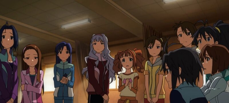 group of anime characters in a room