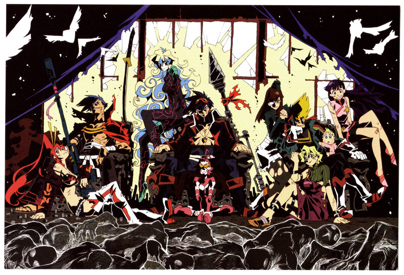 Group of anime characters in battle