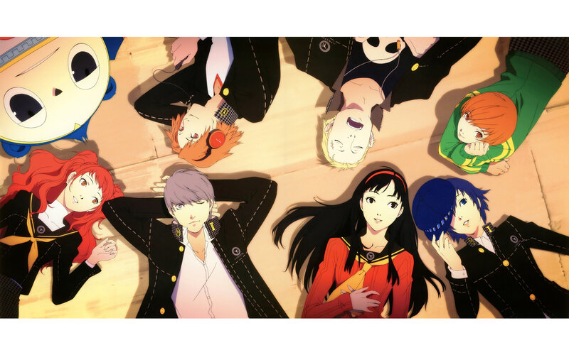 group of anime characters lying down